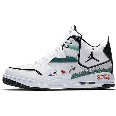Jordan Courtside 23 Frozen Sledge Anti Slip Wear Resistant Mid Top Vintage Basketball Shoes Men's White Black
