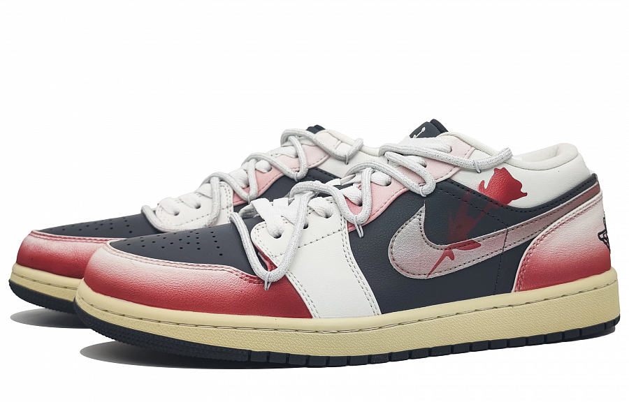 Jordan Air Jordan 1 Durable Breathable Low-Top Vintage Basketball Shoes Unisex Black Red купить в интернет-магазине Yoocart с быстрой доставкой по России.