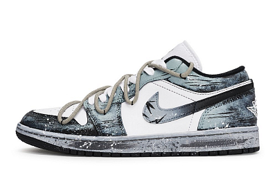 Jordan Air Jordan 1 Vintage Basketball Shoes Unisex Low Top Black/White/Gray