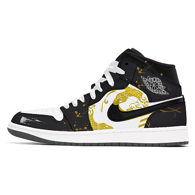 Jordan Air Jordan 1 Abrasion-Resistant Mid-Top Vintage Basketball Shoes Unisex Black
