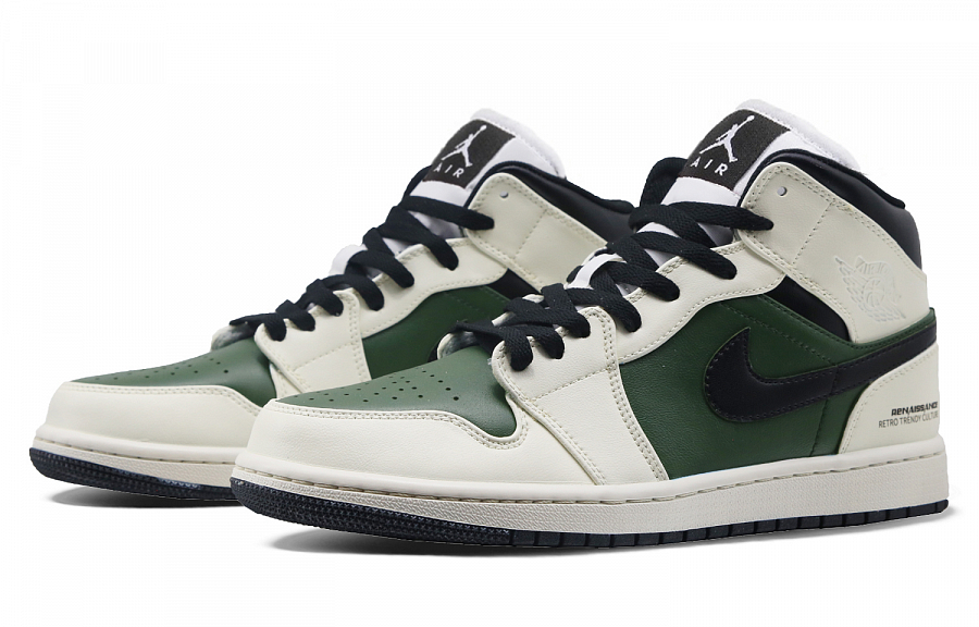 Jordan Air Jordan 1 Vintage Basketball Shoes Women's Mid top Black/Green купить в интернет-магазине Yoocart с быстрой доставкой по России.