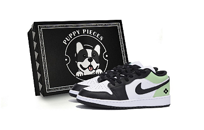 Jordan Air Jordan 1 Low Top Vintage Basketball Shoes Men's White Green