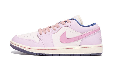 Jordan Air Jordan 1 Anti-Slip And Wear-Resistant Coverage Low-Top Vintage Basketball Shoes Women's Light Purple