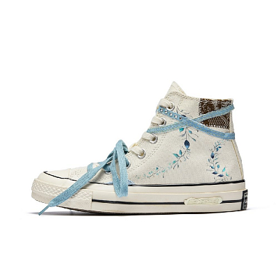 Converse Chuck 70 Freedom Panda Zilan Wear resistant And Lightweight High Top Canvas Shoes Unisex White Blue