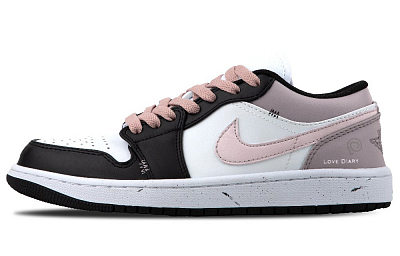 Jordan Air Jordan 1 Low Top Vintage Basketball Shoes Unisex Black White Pink