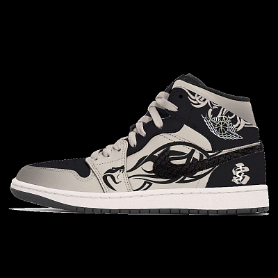 Jordan Air Jordan 1 Abrasion Resistant Mid Top Vintage Basketball Shoes Unisex Dark Gray