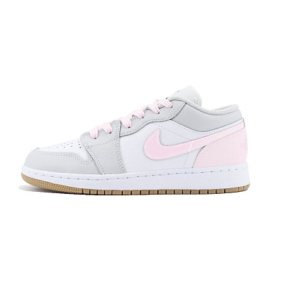 Jordan Air Jordan 1 Anti Slip Wear Resistant Low Top Vintage Basketball Shoes Unisex Gray Pink