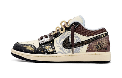 Jordan Air Jordan 1 Slip-Resistant Low-Top Vintage Basketball Shoes Men's Brown
