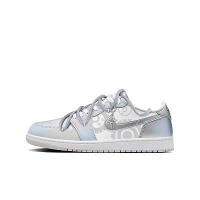 Jordan Air Jordan 1 Low-Top Vintage Basketball Shoes Unisex Silver