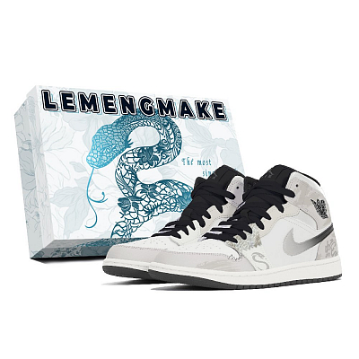 Jordan Air Jordan 1 Abrasion-Resistant Mid-Top Vintage Basketball Shoes Unisex White