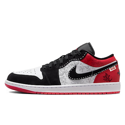 Jordan Air Jordan 1 Low Cushioning, Wear Resistant Low Top Vintage Basketball Shoes Unisex Black Red