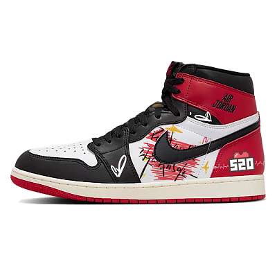 Jordan Air Jordan 1 Anti Slip Wear Resistant High Top Vintage Basketball Shoes Men's Red