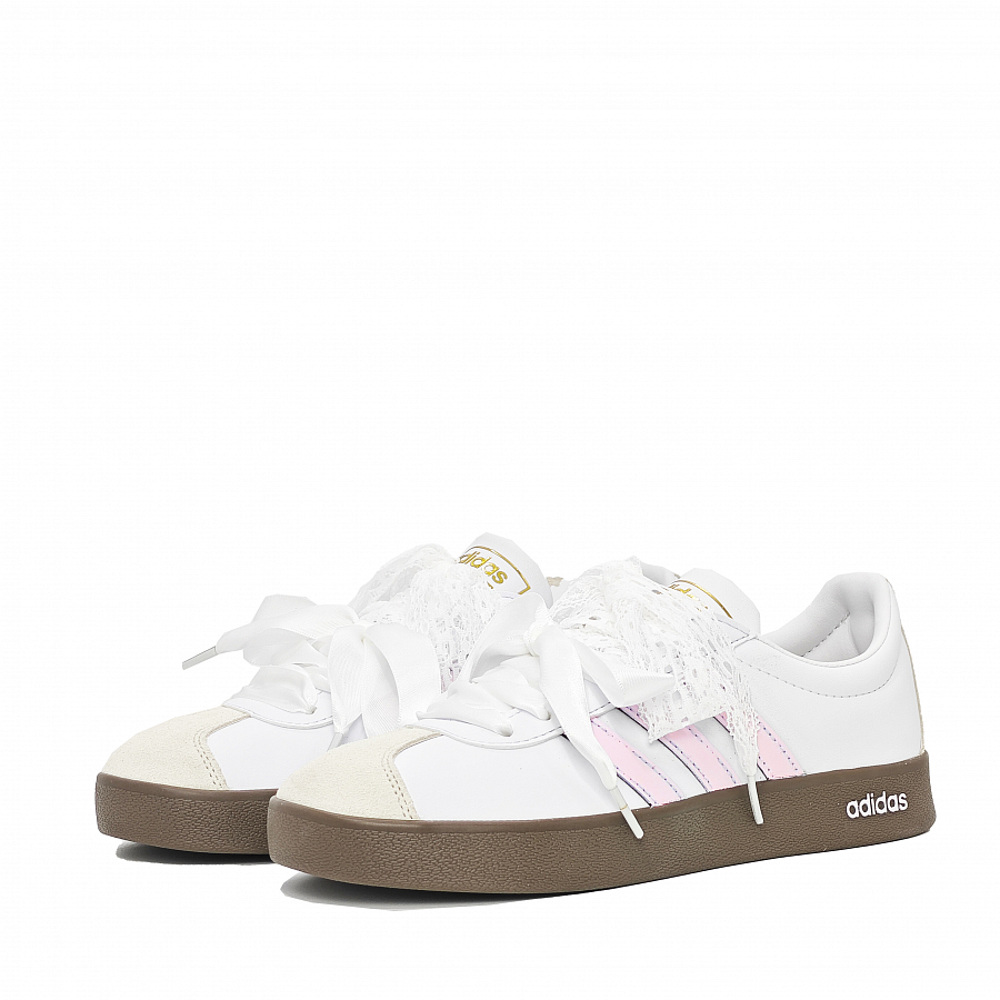 Adidas VL COURT 2.0 Pink Lace Abrasion Resistant Low top Skateboard Shoes Unisex White Pink купить в интернет-магазине Yoocart с быстрой доставкой по России.