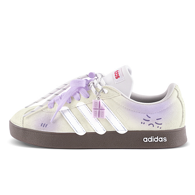 Adidas VL COURT 2.0 Abrasion Resistant Low Top Skateboard Shoes Unisex Purple Rice