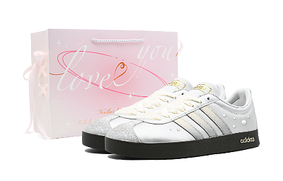 Adidas Vl Court Classic Slip Resistant Low Top Skateboard Shoes Unisex Silver