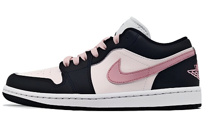 Jordan Air Jordan 1 Anti-Slip And Wear-Resistant Lightweight Low-Top Vintage Basketball Shoes Women's Black Pink
