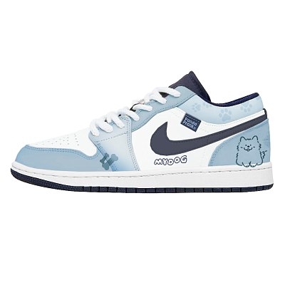 Jordan Air Jordan 1 Cushioned Slip-Resistant Low-Top Vintage Basketball Shoes Men's Blue White