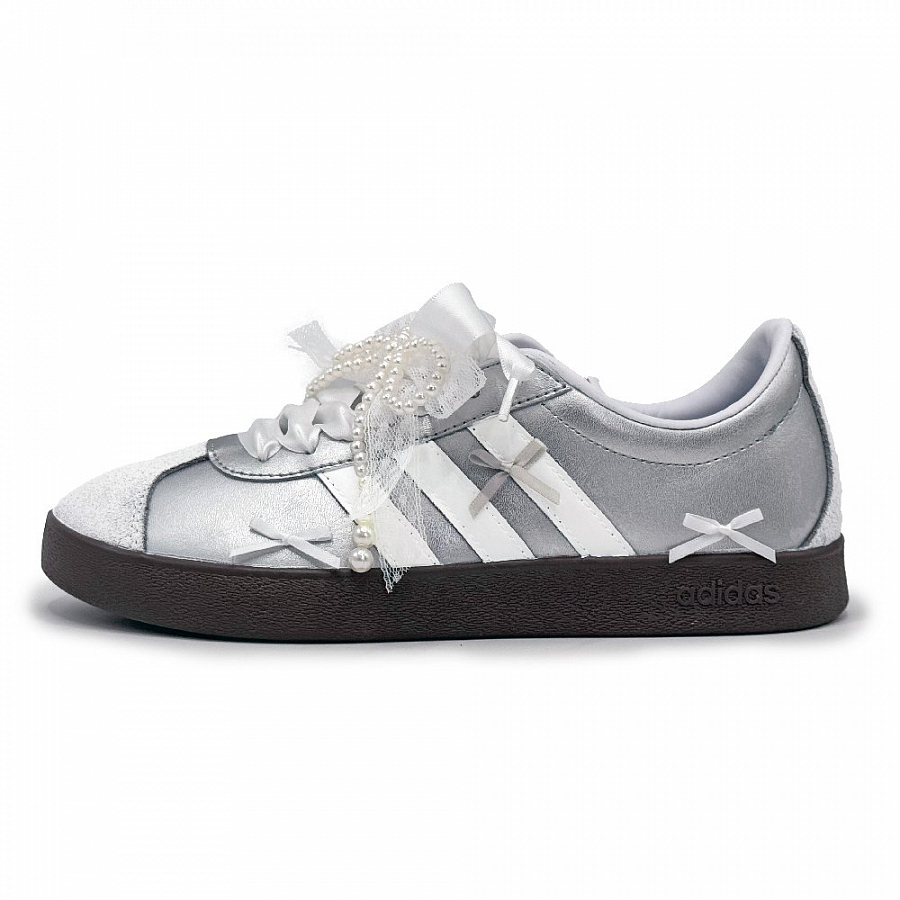 Adidas Neo VL COURT 2.0 Ballet Girlish Abrasion Resistant Low top Skateboard Shoes Unisex Silver купить в интернет-магазине Yoocart с быстрой доставкой по России.