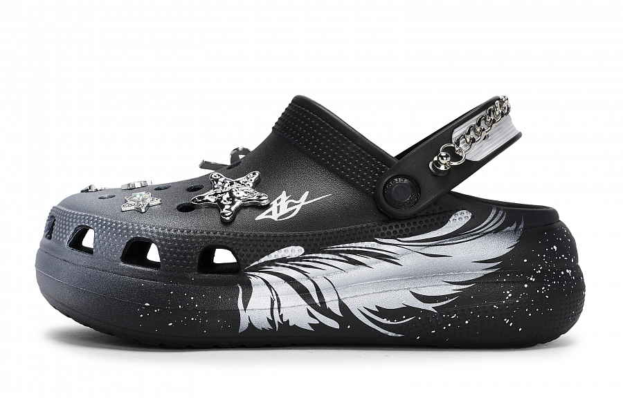 Crocs Classic Clog 811 Manufacturing, Invisible Wings, Special Shoe Box Clogs Unisex Black Silver купить в интернет-магазине Yoocart с быстрой доставкой по России.