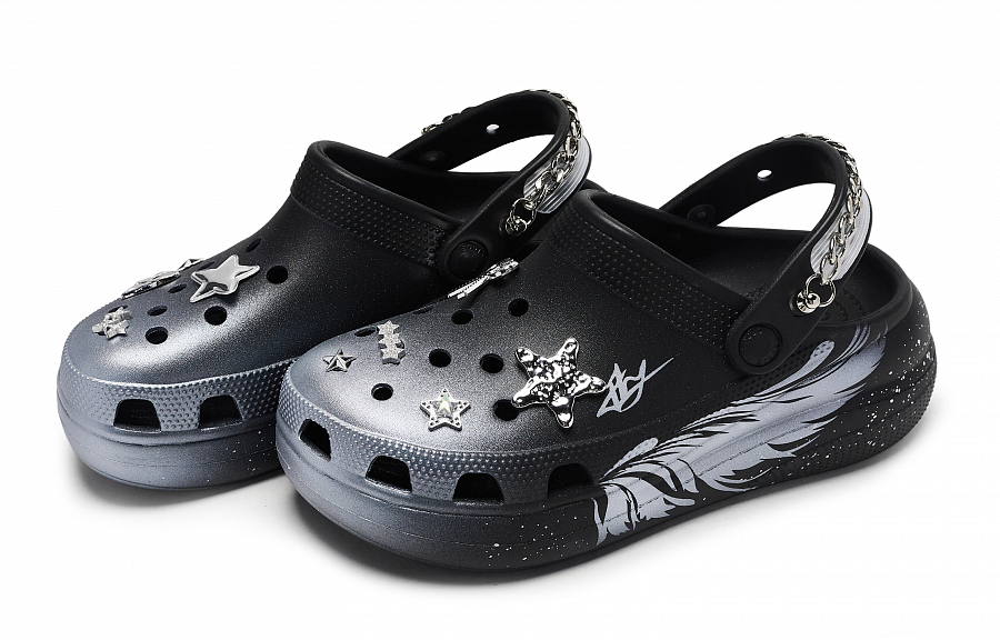 Crocs Classic Clog 811 Manufacturing, Invisible Wings, Special Shoe Box Clogs Unisex Black Silver купить в интернет-магазине Yoocart с быстрой доставкой по России.