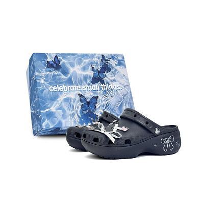 Crocs Classic Platform Clog Clogs Unisex Silver Black