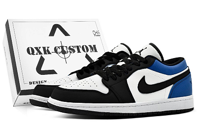 Jordan Air Jordan 1 Lightning Box Anti Slip Wear Resistant Low Top Vintage Basketball Shoes Men's Blue Black