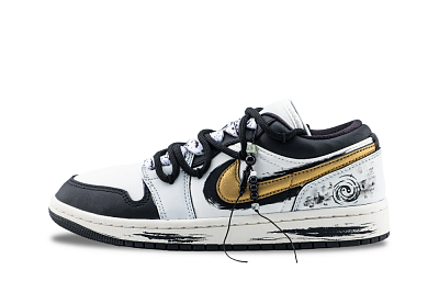 Jordan Air Jordan 1 Onmyoji Fantasy Anti Slip Wear Resistant Low Top Vintage Basketball Shoes Unisex Black