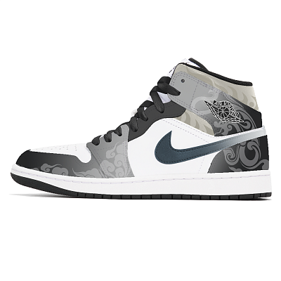 Jordan Air Jordan 1 Abrasion-Resistant Low-Top Vintage Basketball Shoes Men's Black Gray White