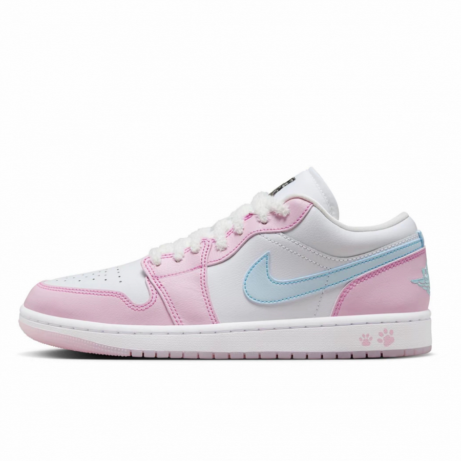 Jordan Air Jordan 1 Woolen Kitten Low Top Vintage Basketball Shoes Unisex White Blue Pink купить в интернет-магазине Yoocart с быстрой доставкой по России.