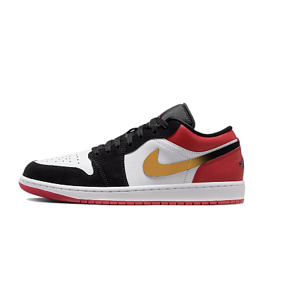 Jordan Air Jordan 1 Anti Slip Wear Resistant Low Top Vintage Basketball Shoes Unisex Black Red