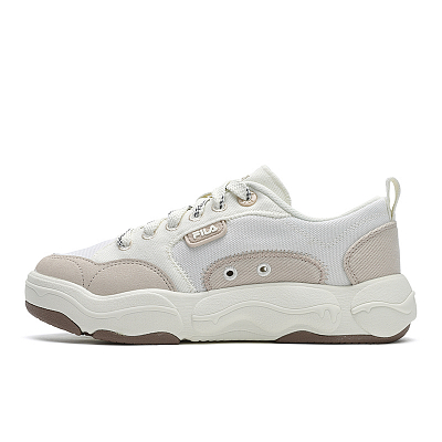 FILA BURGER Hamburger Shoes Breathable And Lightweight Low Top Canvas Shoes Women's White Yellow