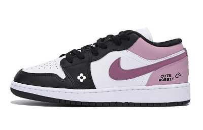 Jordan Air Jordan 1 Urban Chic Style Abrasion Resistant Low Top Vintage Basketball Shoes Men's White Pink