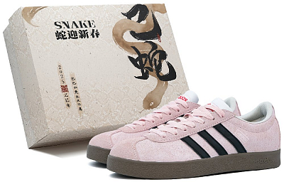 Adidas VL COURT 2.0 Low Top Skateboard Shoes Unisex Light Pink
