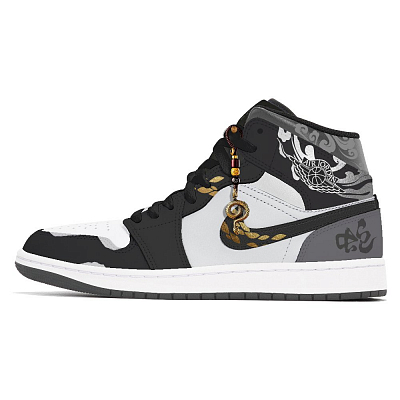 Jordan Air Jordan 1 Joy Lemon Abrasion-Resistant Mid-Top Vintage Basketball Shoes Unisex Black White