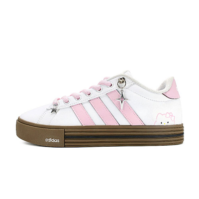 Adidas Daily 4.0 Anti Slip Wear Resistant Low Top Skateboard Shoes Unisex Pink White