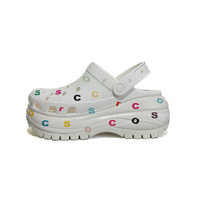 Crocs Mega Crush Clog White Tri Color Light Wheel, Classic Clog Clogs Unisex White
