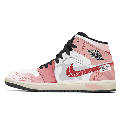 Jordan Air Jordan 1 Abrasion Resistant Mid Top Vintage Basketball Shoes Unisex Pink