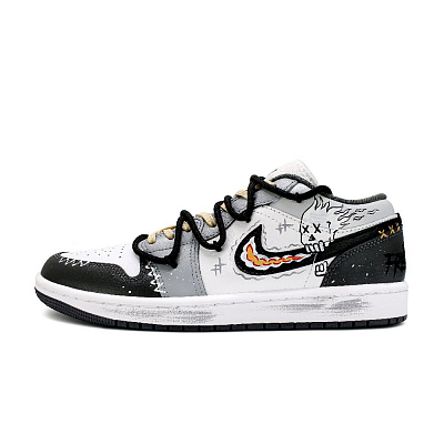 Jordan Air Jordan 1 Wear-Resistant Low-Top Vintage Basketball Shoes Unisex Black White