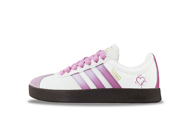 Adidas VL COURT 2.0 Anti Slip Wear Resistant Low Top Skateboard Shoes Unisex Beige Pink