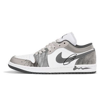 Jordan Air Jordan 1 Abrasion Resistant Low Top Vintage Basketball Shoes Unisex Gray