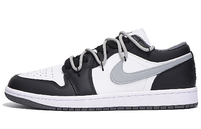 Jordan Air Jordan 1 Anti-Slip Wear-Resistant Low-Top Vintage Basketball Shoes Unisex Black White Gray