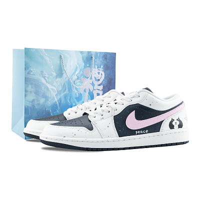 Jordan Air Jordan 1 Mouldy Oolong Tea Shock Absorbers Low Top Training Shoes Men's White Black Pink