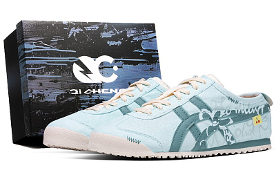 Onitsuka Tiger MEXICO 66 Cyan Rose Box Abrasion Resistant Low Top Casual Shoes Unisex Turquoise