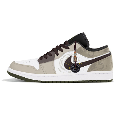 Jordan Air Jordan 1 Abrasion-Resistant Low-Top Vintage Basketball Shoes Unisex Ecru