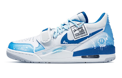 Jordan Legacy 312 Tiger Party Cushioning, Wear Resistant Low Top Vintage Basketball Shoes Men's Blue White