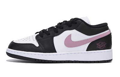 Jordan Air Jordan 1 Wear-Resistant Slip-Resistant Low-Top Vintage Basketball Shoes Men's Black White Pink