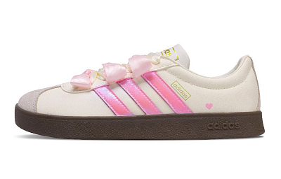Adidas VL COURT 2.0 Monkey, Spring Letter Coverage Slip Resistant Low Top Skateboard Shoes Unisex Pink