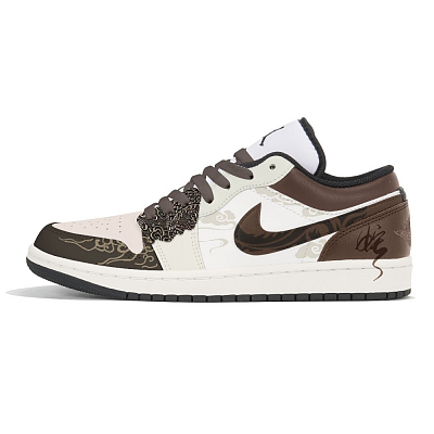 Jordan Air Jordan 1 Cushioned Slip-Resistant Abrasion-Resistant Low-Top Vintage Basketball Shoes Men's Brown