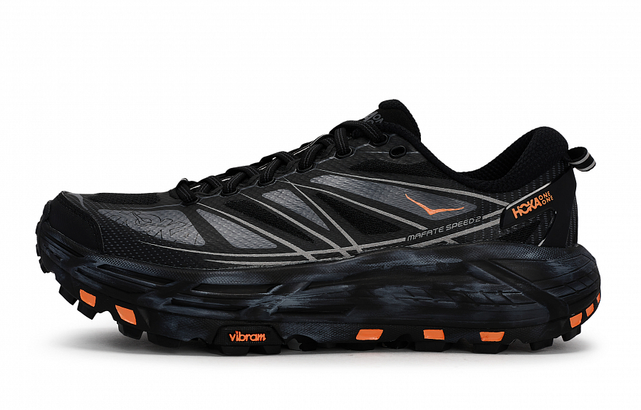 HOKA ONE ONE Mafate Speed 2 Abrasion Resistant Low Top Running Shoes Unisex Black Gray Orange купить в интернет-магазине Yoocart с быстрой доставкой по России.