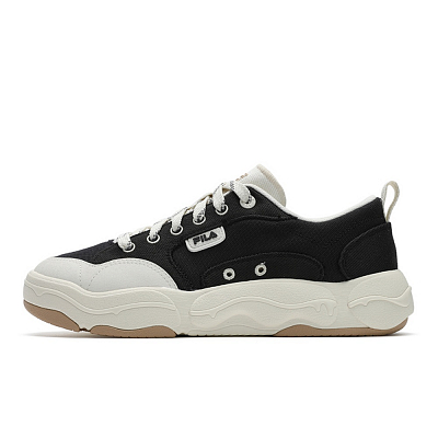 FILA BURGER Hamburger Shoes Breathable And Lightweight Low Top Canvas Shoes Men's Black White